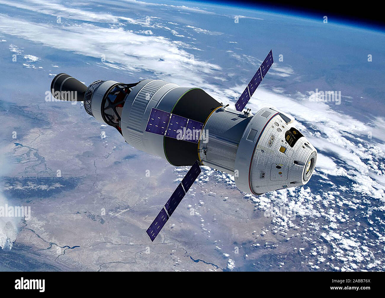 Space satellite over the planet earth. Elements of this image were furnished by NASA. Stock Photo
