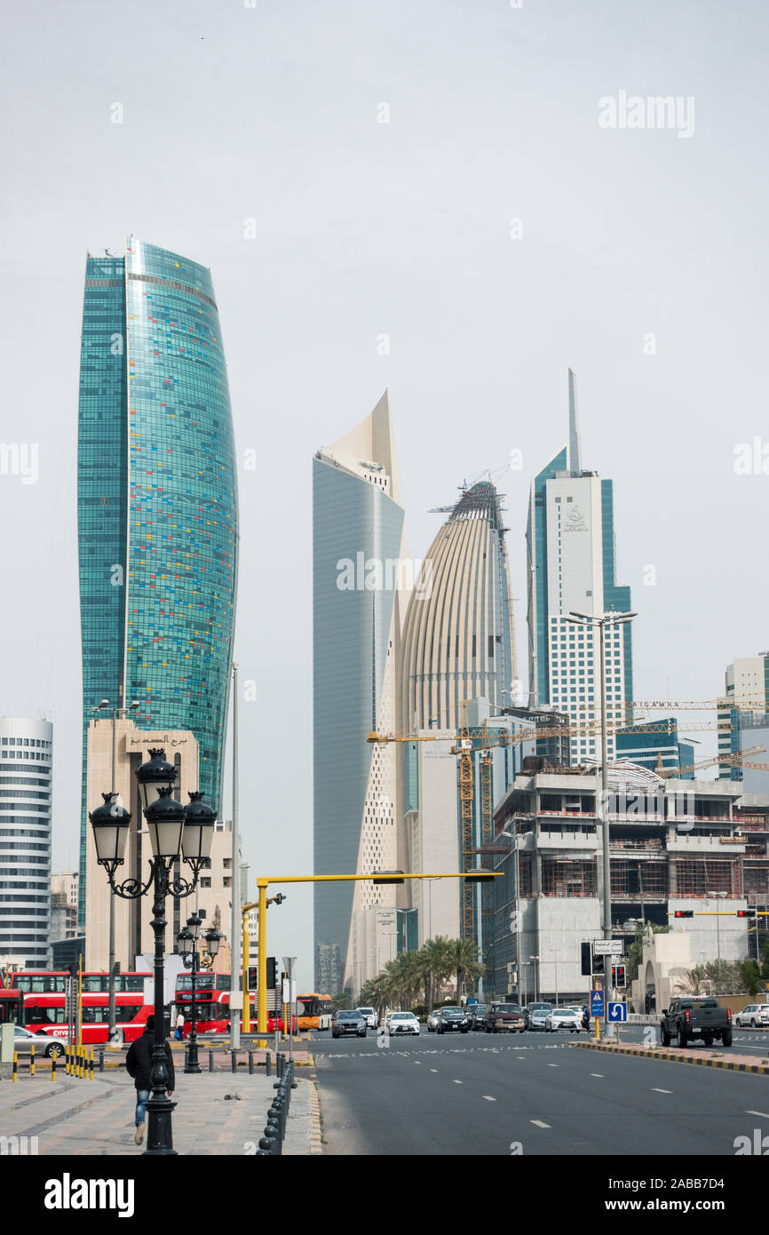 View of skyline of downtown Kuwait City in Kuwait. Stock Photo