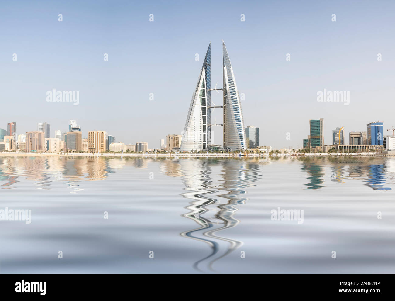 World Trade Center and skyine of Manama in Bahrain Stock Photo