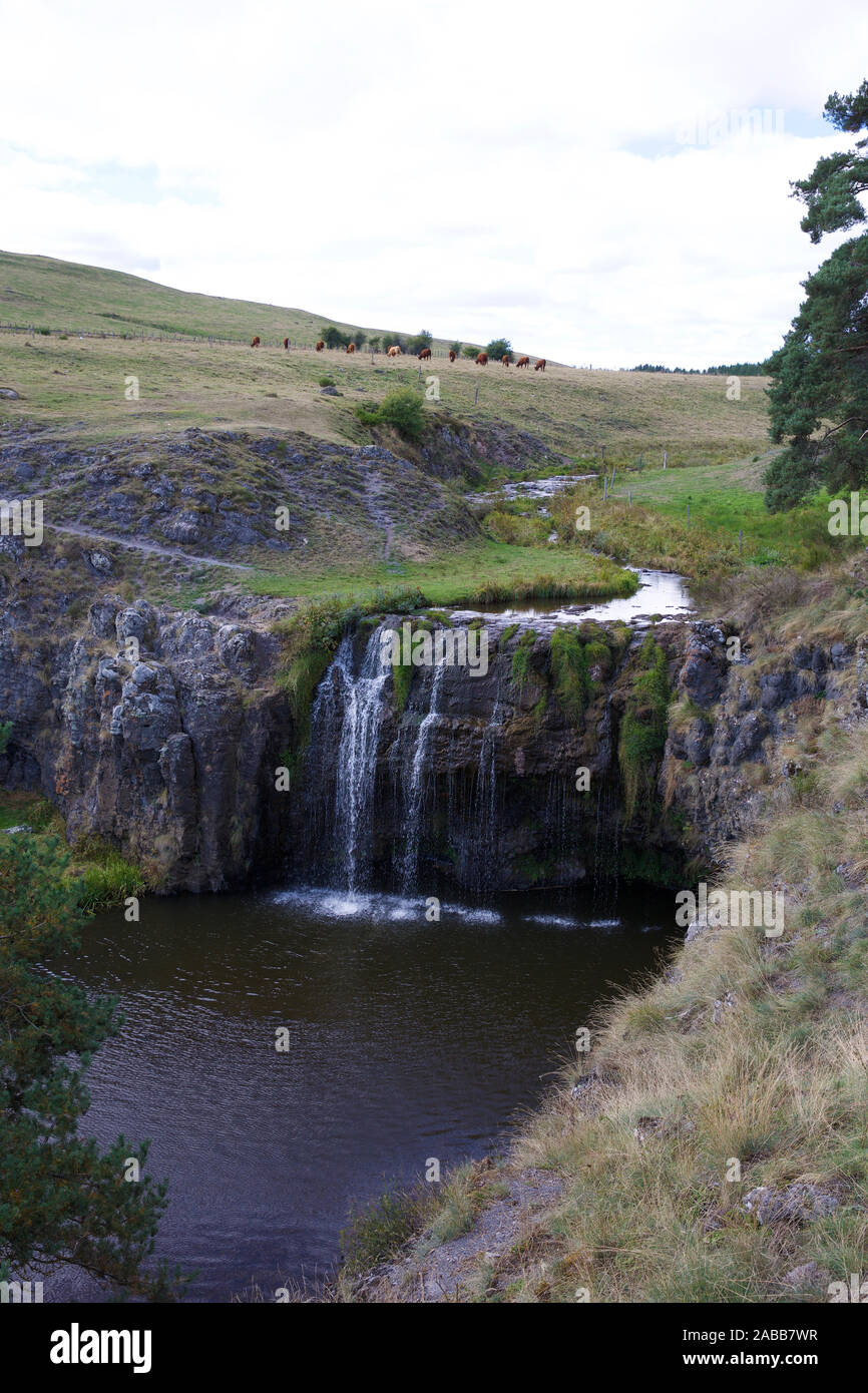 Veyrines Waterfalls, Cantal, Auvergne Rhone Alpes, France, Europe Stock Photo