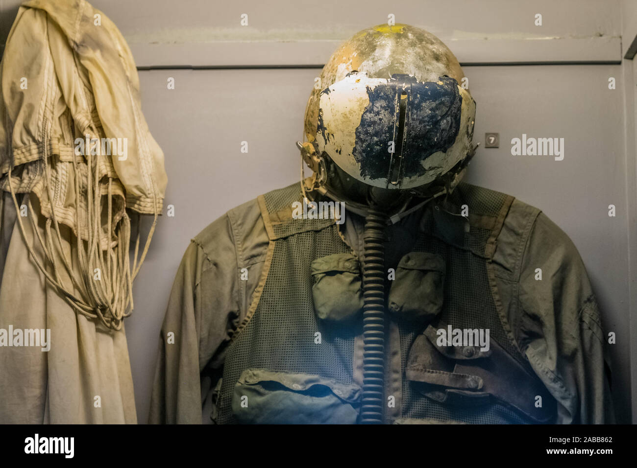 Hanoi, Vietnam - 11th October 2019: Male American USAF uniform from the Vietnam war on display in Hanoi political prison Stock Photo