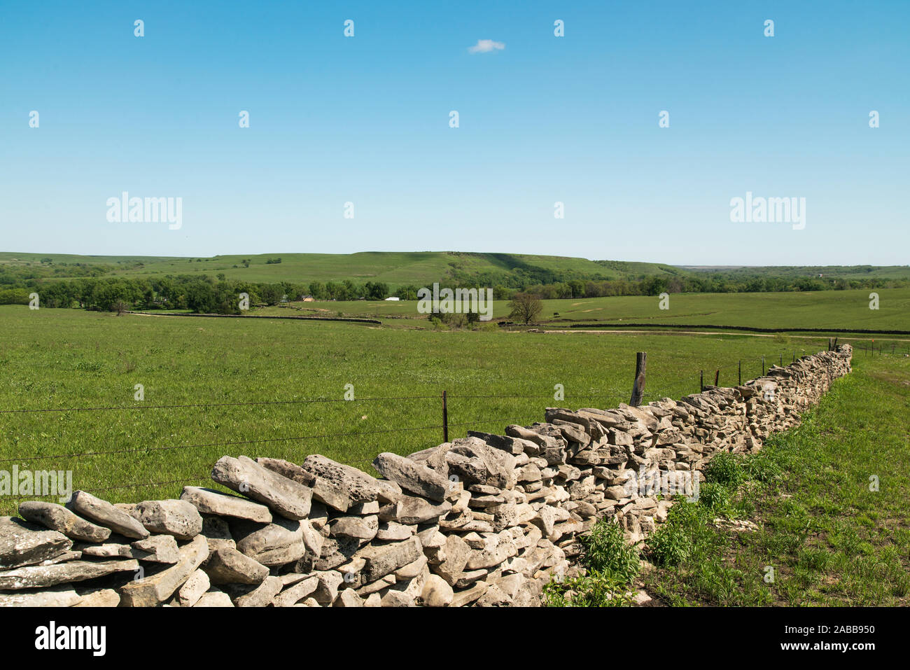 Green pasture land in the Flint Hills of Kansas Stock Photo Alamy