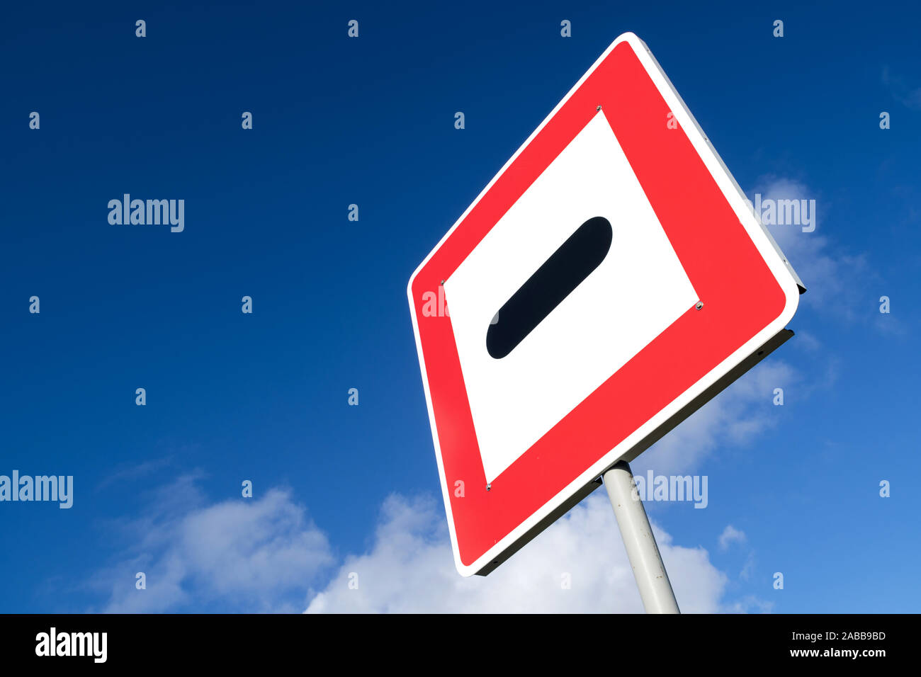 German shipping sign: stop in front of moving bridges, barrages and locks Stock Photo