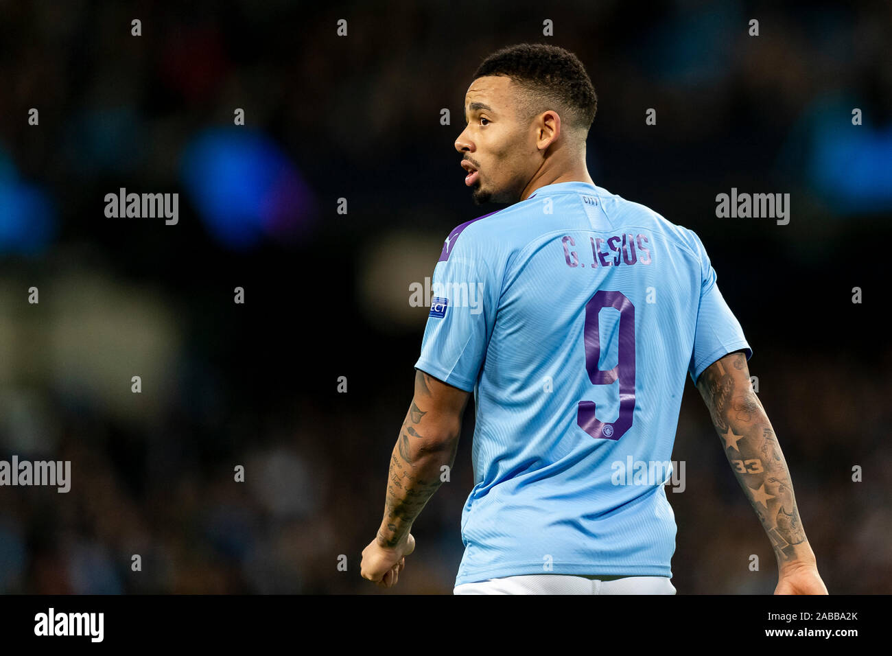 Manchester, UK. 26th Nov, 2019. Gabriel Jesus of Manchester City during the UEFA Champions League Group C match between Manchester City and Shakhtar Donetsk at the Etihad Stadium on November 26th 2019 in Manchester, England. (Photo by Daniel Chesterton/phcimages.com) Credit: PHC Images/Alamy Live News Stock Photo