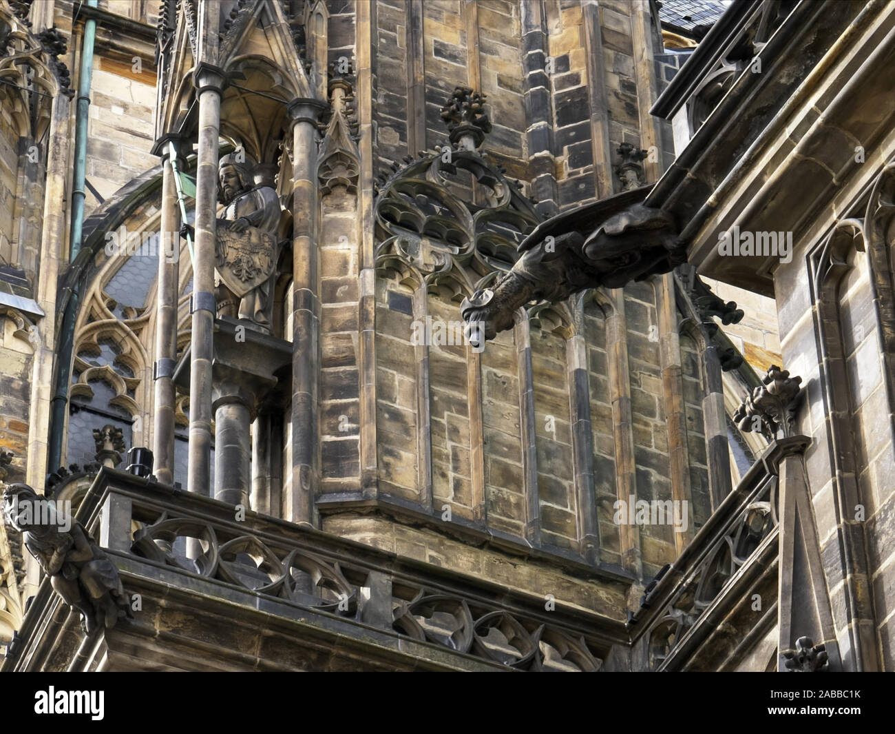 several gargoyles on st vitus cathedral in prague castle Stock Photo