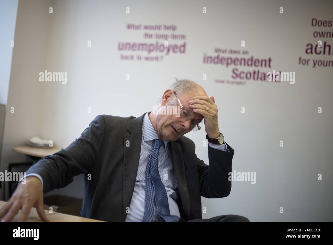 Sir John Kevin Curtice, - a political scientist who is currently Professor of Politics at the University of Strathclyde and Senior Research Fellow at ScotCen Social Research, in his offices in Edinburgh, Scotland, on 21 November 2019. Stock Photo