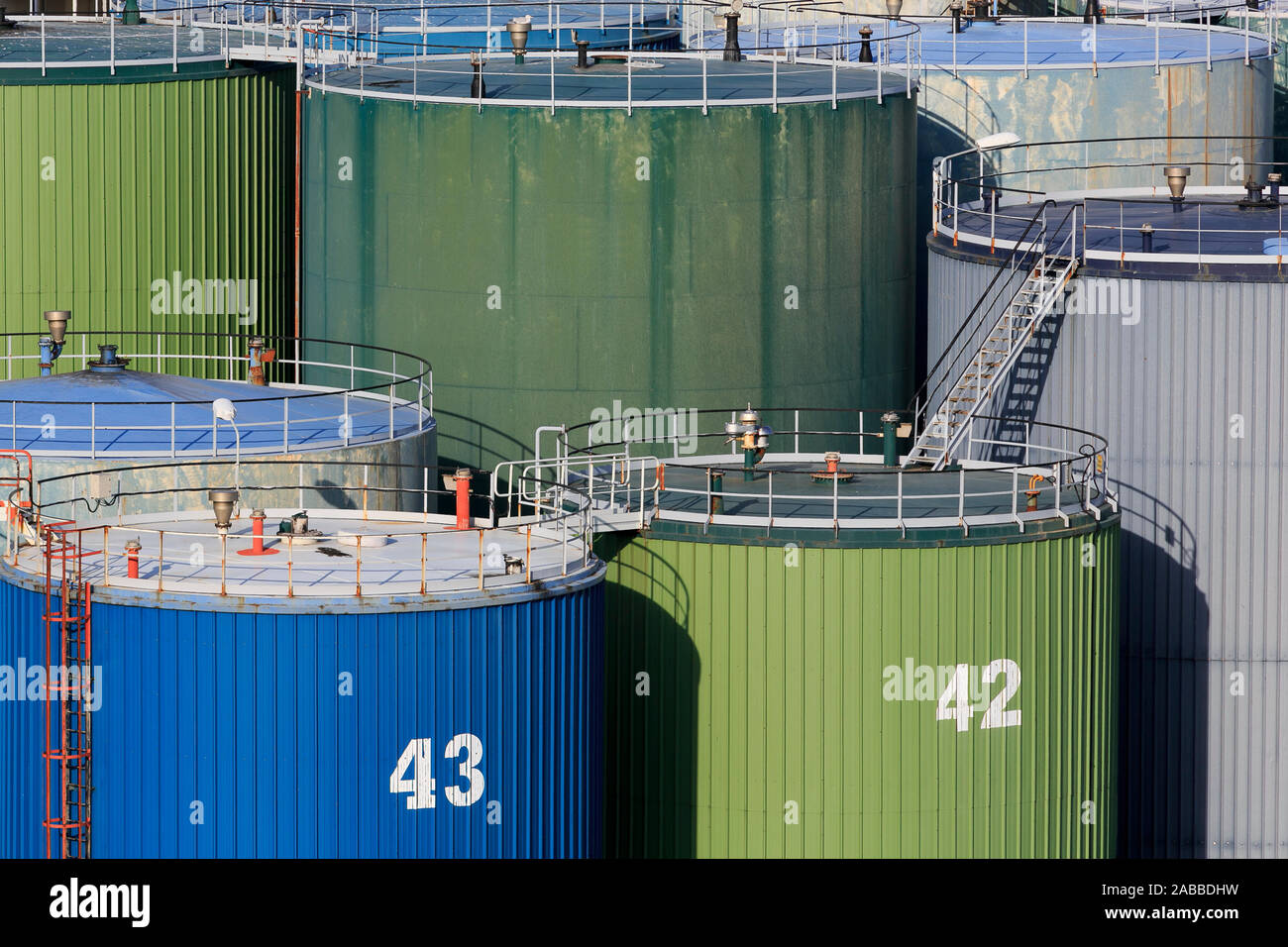 Oil storage tanks, Le Havre, Normandy, France Stock Photo