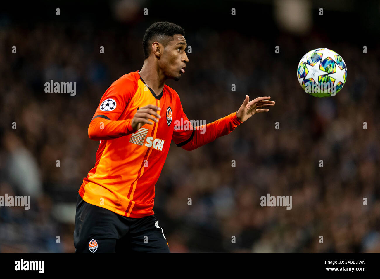 Manchester, UK. 26th Nov, 2019. Tete of Shakhtar Donetsk during the UEFA Champions League Group C match between Manchester City and Shakhtar Donetsk at the Etihad Stadium on November 26th 2019 in Manchester, England. (Photo by Daniel Chesterton/phcimages.com) Credit: PHC Images/Alamy Live News Stock Photo