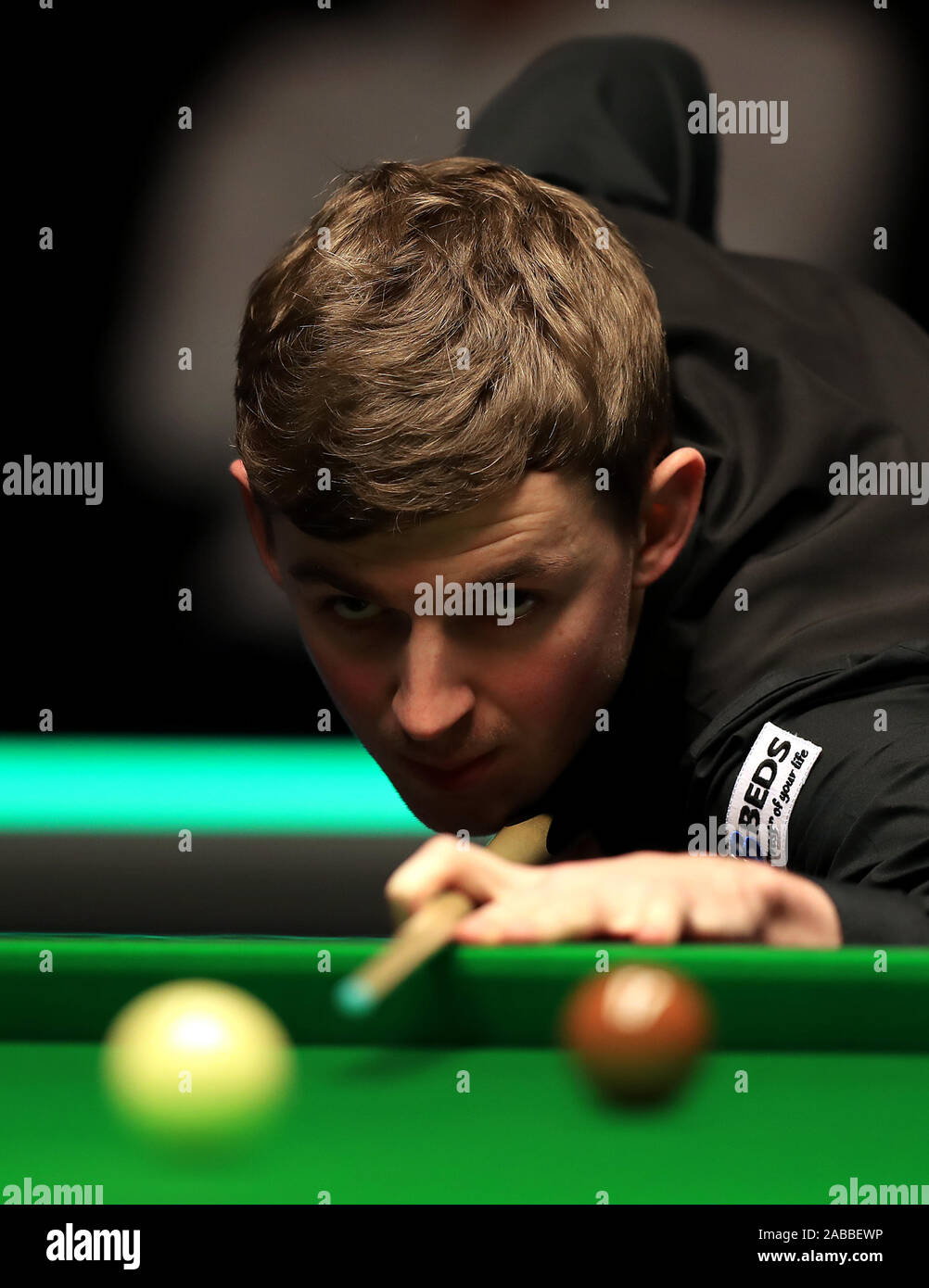 James Cahill in action against David Gilbert during day one of the Betway UK Championship at the York Barbican. Stock Photo
