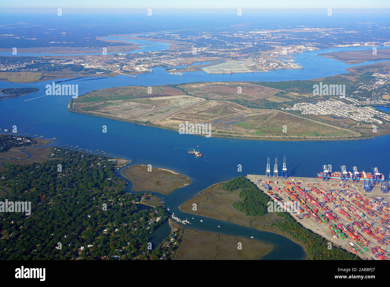 NORTH CHARLESTON, SC 21 NOV 2019 Aerial view of the Port of