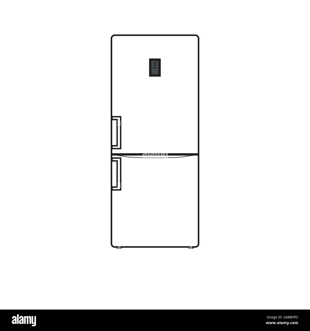 Vector illustration of a modern gray refrigerator. Stock Vector