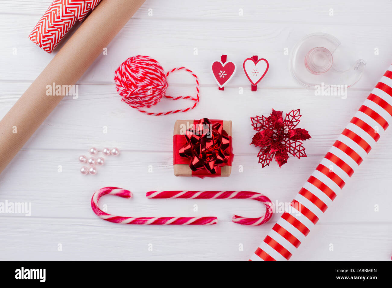 Materials and tools for gifts wrapping Stock Photo Alamy