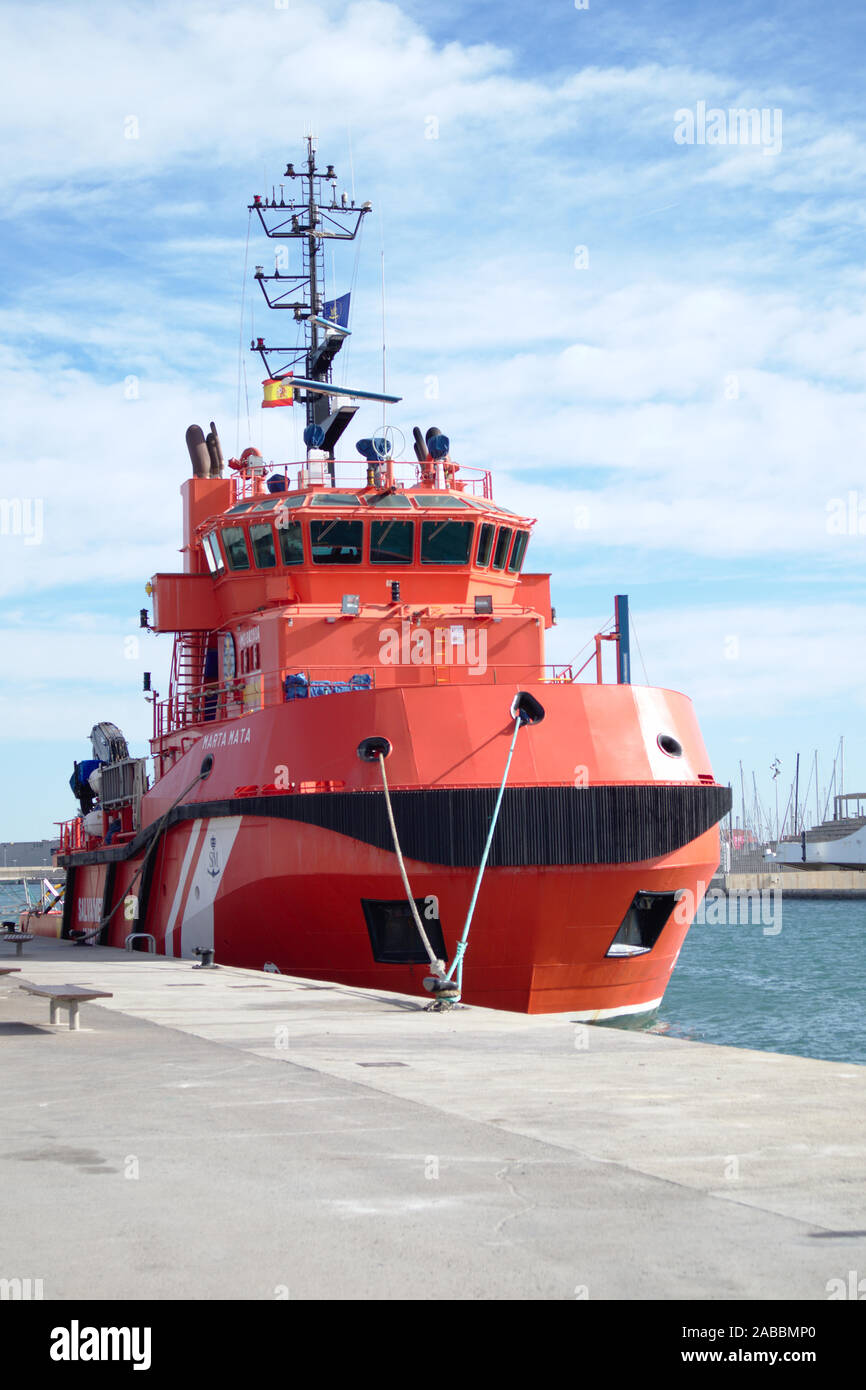 November 2019. Valencia, Spain.The rescue vessel Marta Mata (BS33) is