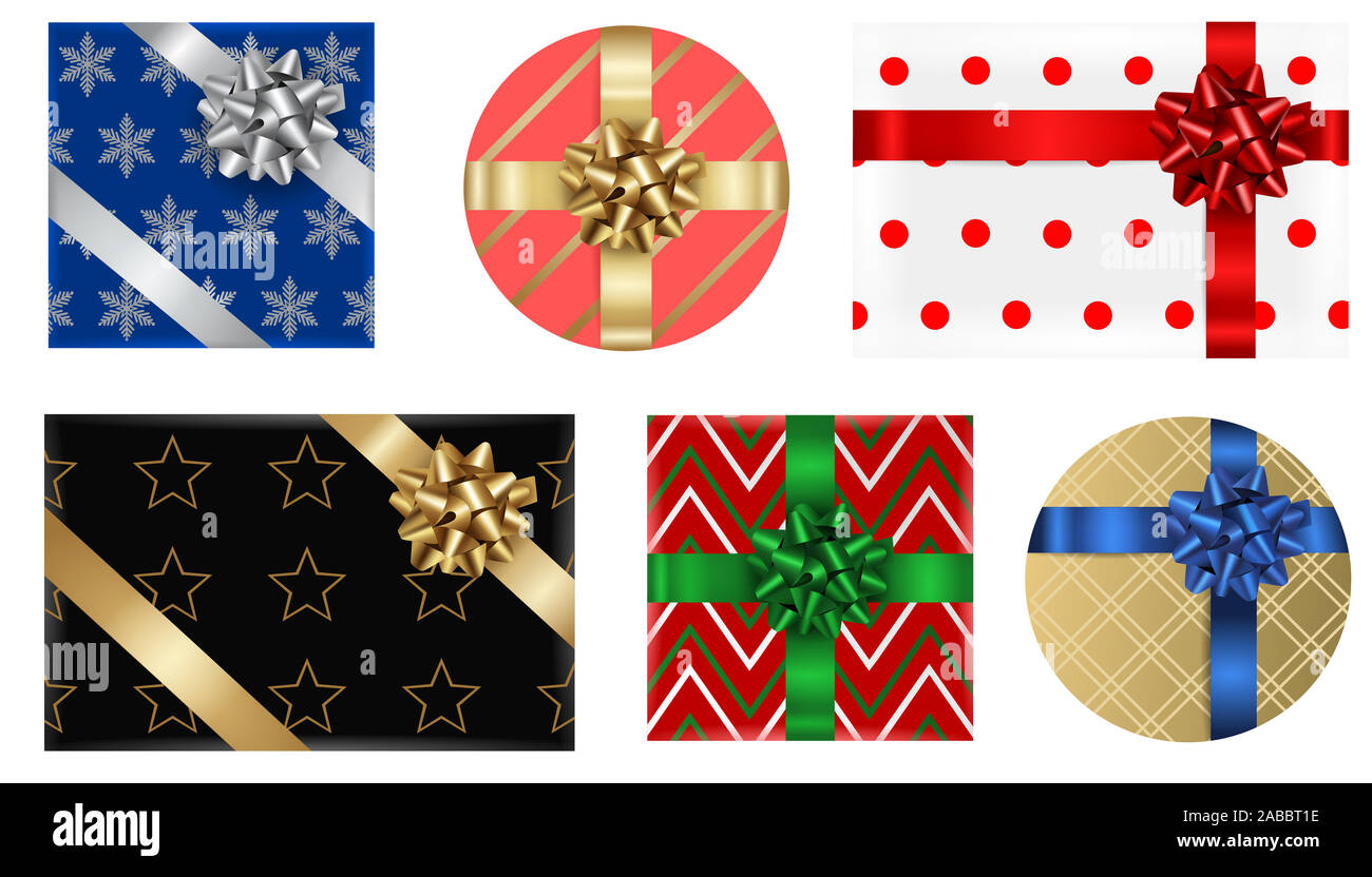 set colorful gift boxes Stock Photo