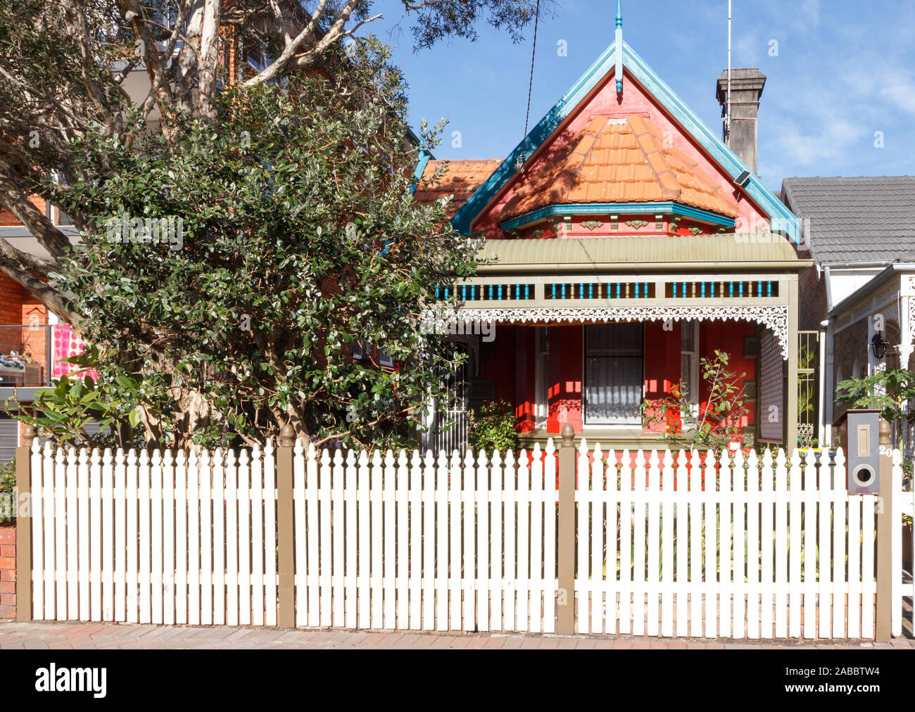 Manly, Australia - June 9th 2015: Typical federation style architecture house.  The town is a desirable suburb of Sydney. Stock Photo