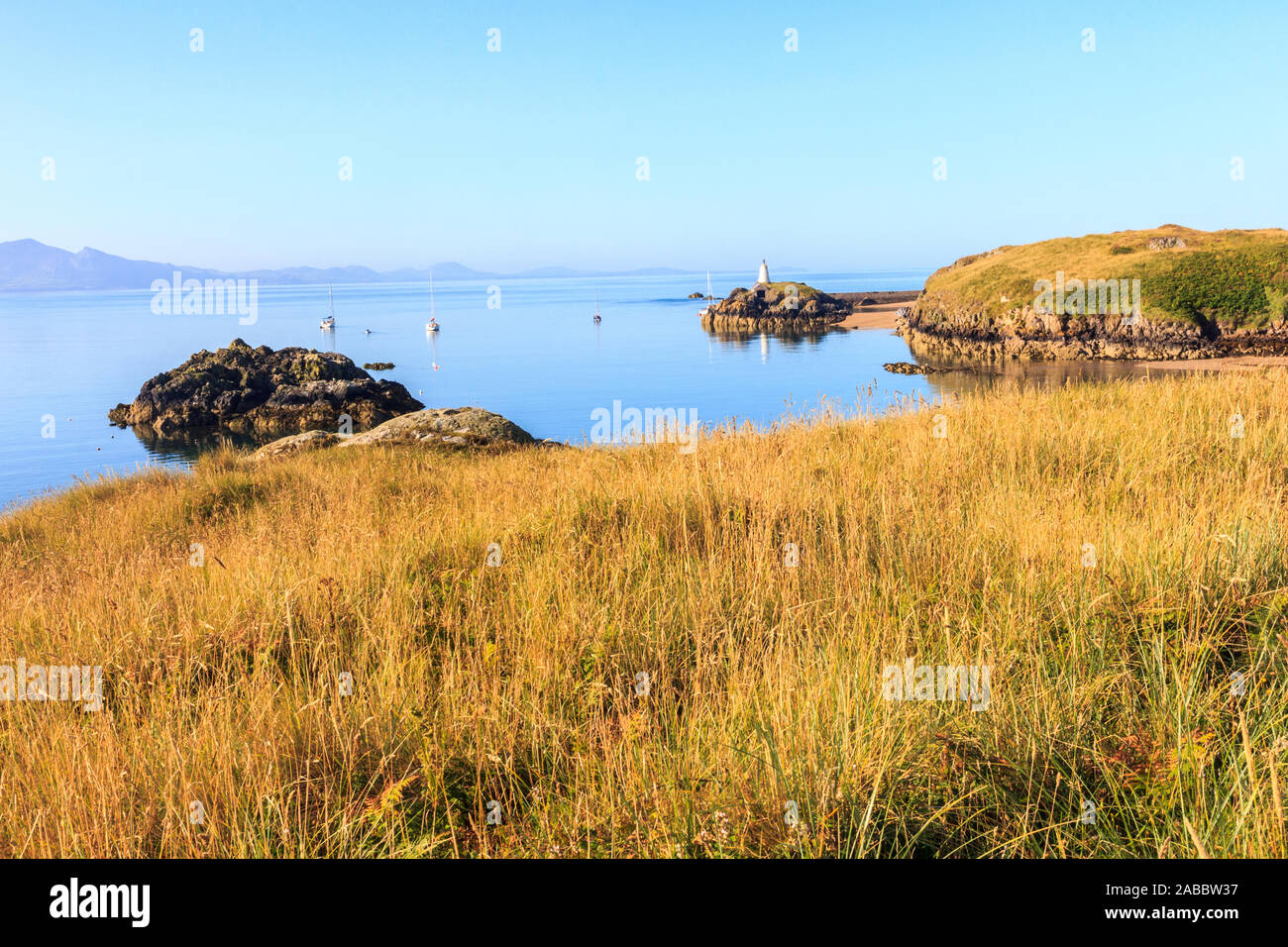 Scenic view of Llanddwyn island in Anglesey, Wales Stock Photo
