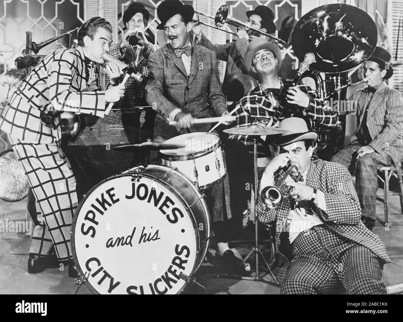 BREAKFAST IN HOLLYWOOD, Spike Jones and his City Slickers, Spike Jones  (standing left), George Rock (seated front), Freddy Morgan (behind Rock),  1946 Stock Photo - Alamy
