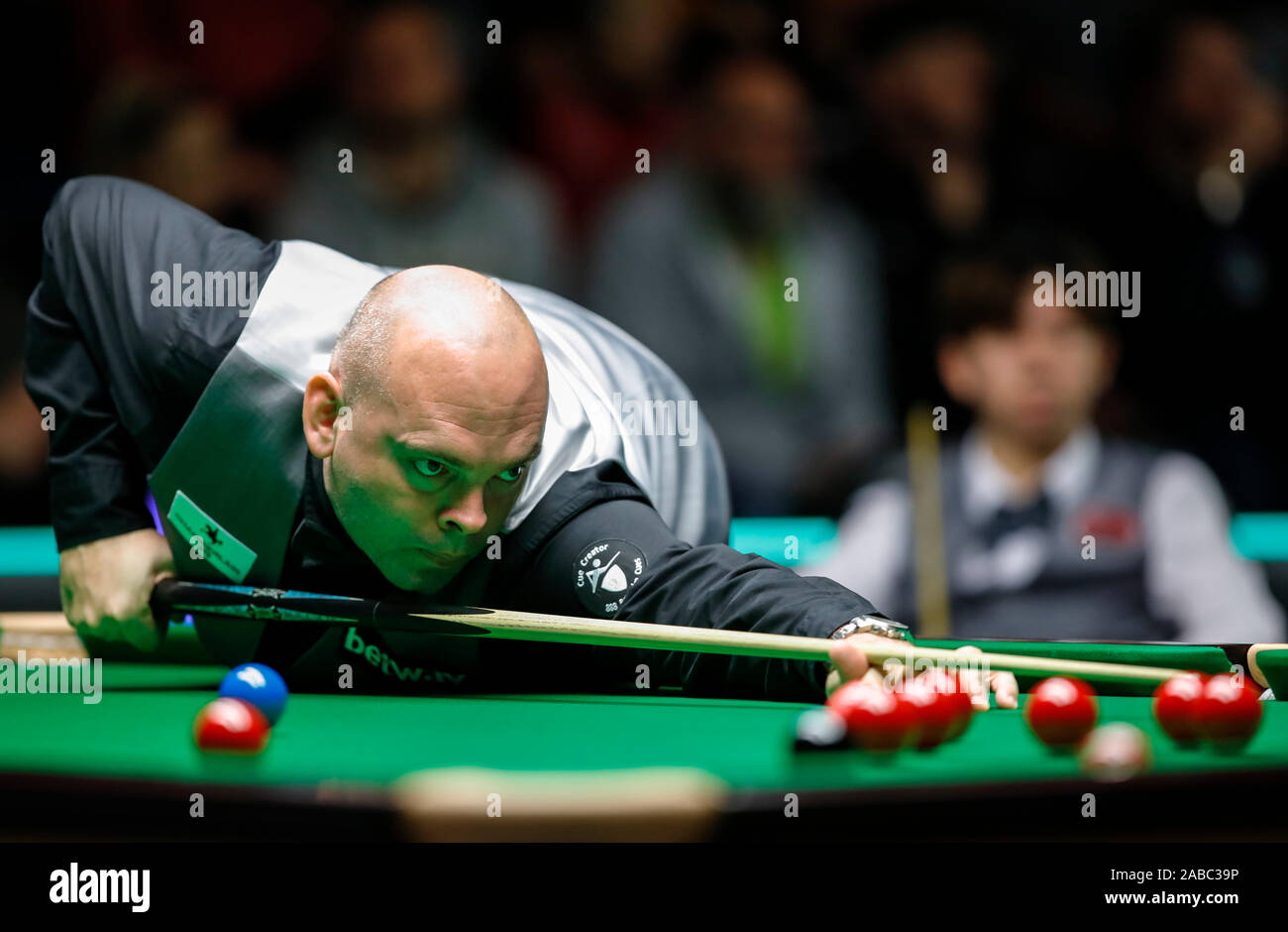 York. 26th Nov, 2019. Lei Peifan of China competes during the Snooker UK Championship 2019 first round match with Stuart Bingham of England in York, Britain on Nov