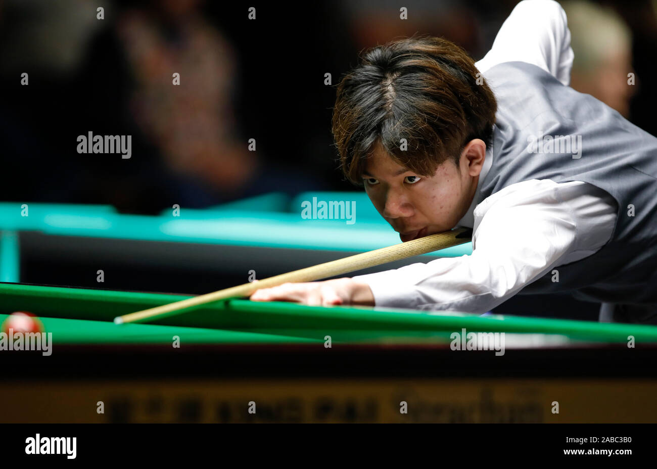 York. 26th Nov, 2019. Lei Peifan of China competes during the Snooker UK Championship 2019 first round match with Stuart Bingham of England in York, Britain on Nov