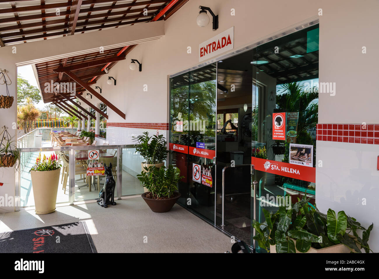 Glass Front Door To A Restaurant At A Service Station Brazil