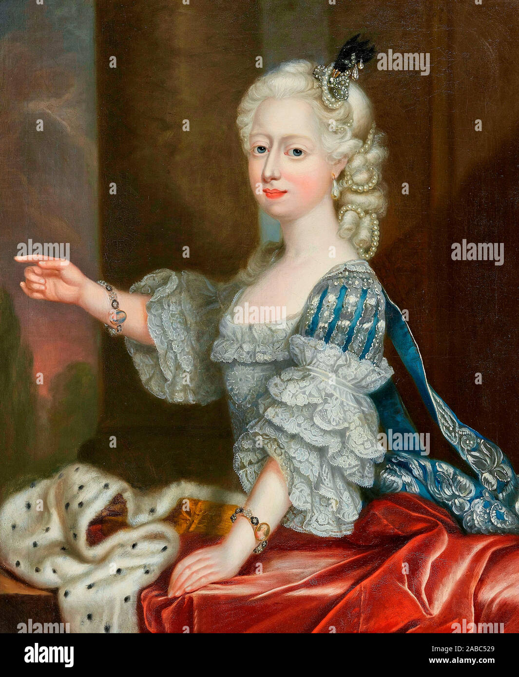 Portrait of Augusta Hanover (1737-1813), duchess of Brunswick-Luneburg - Thomas Frye, circa 1763 Stock Photo