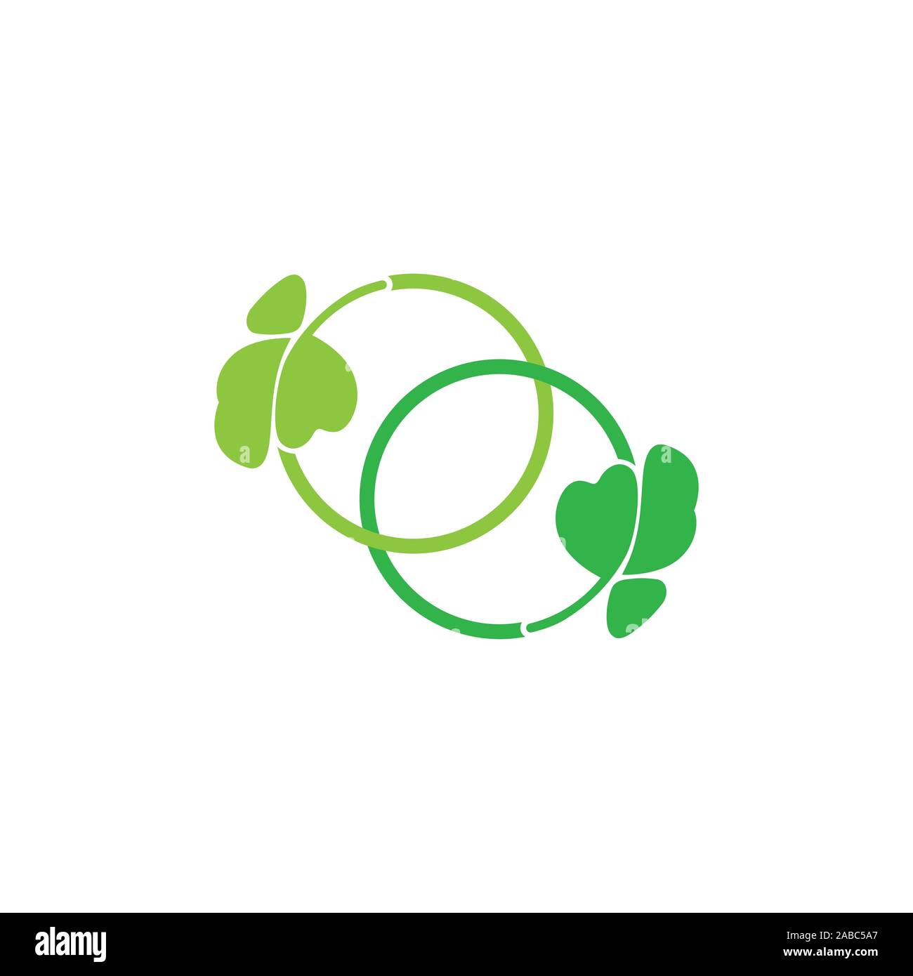 linked circle leaf geometric logo vector Stock Vector