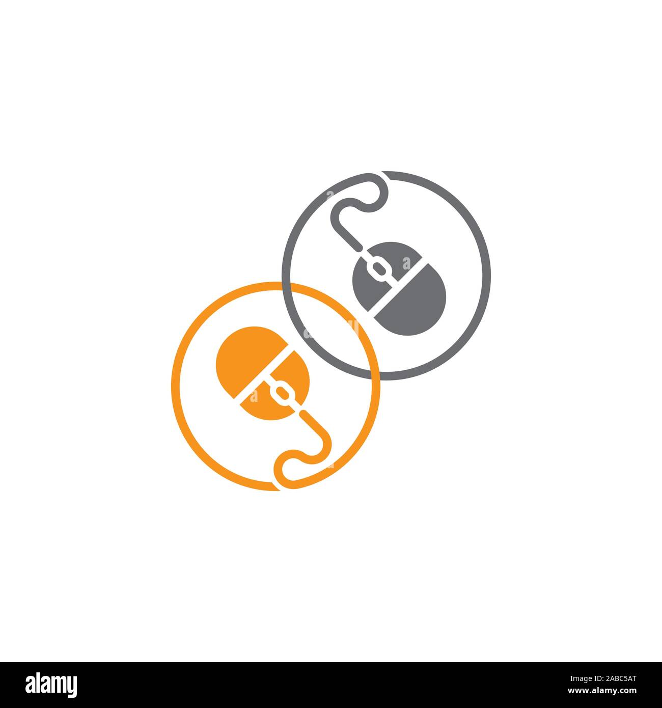 linked pc mouse cable symbol logo vector Stock Vector
