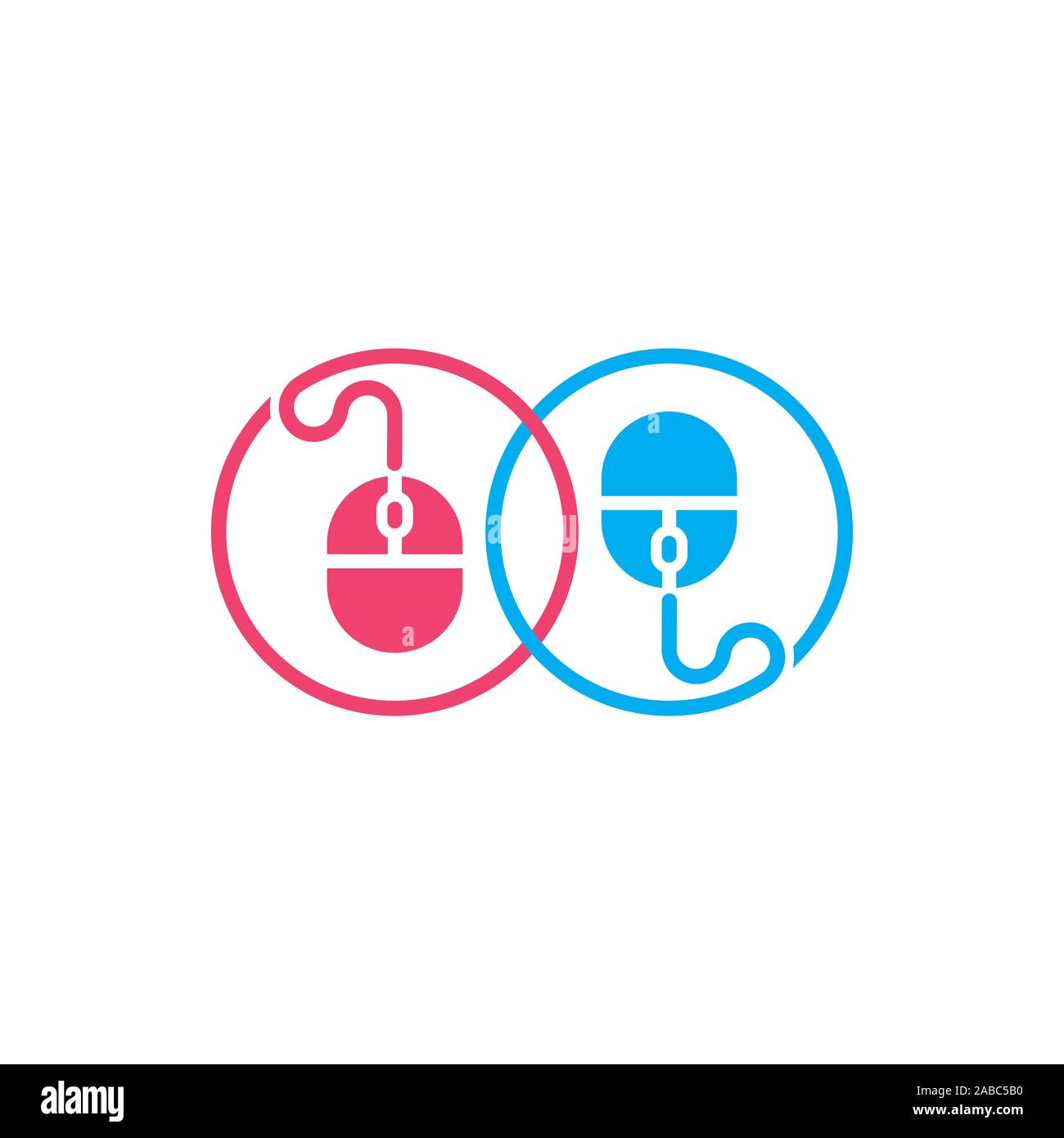 linked pc mouse cable symbol logo vector Stock Vector