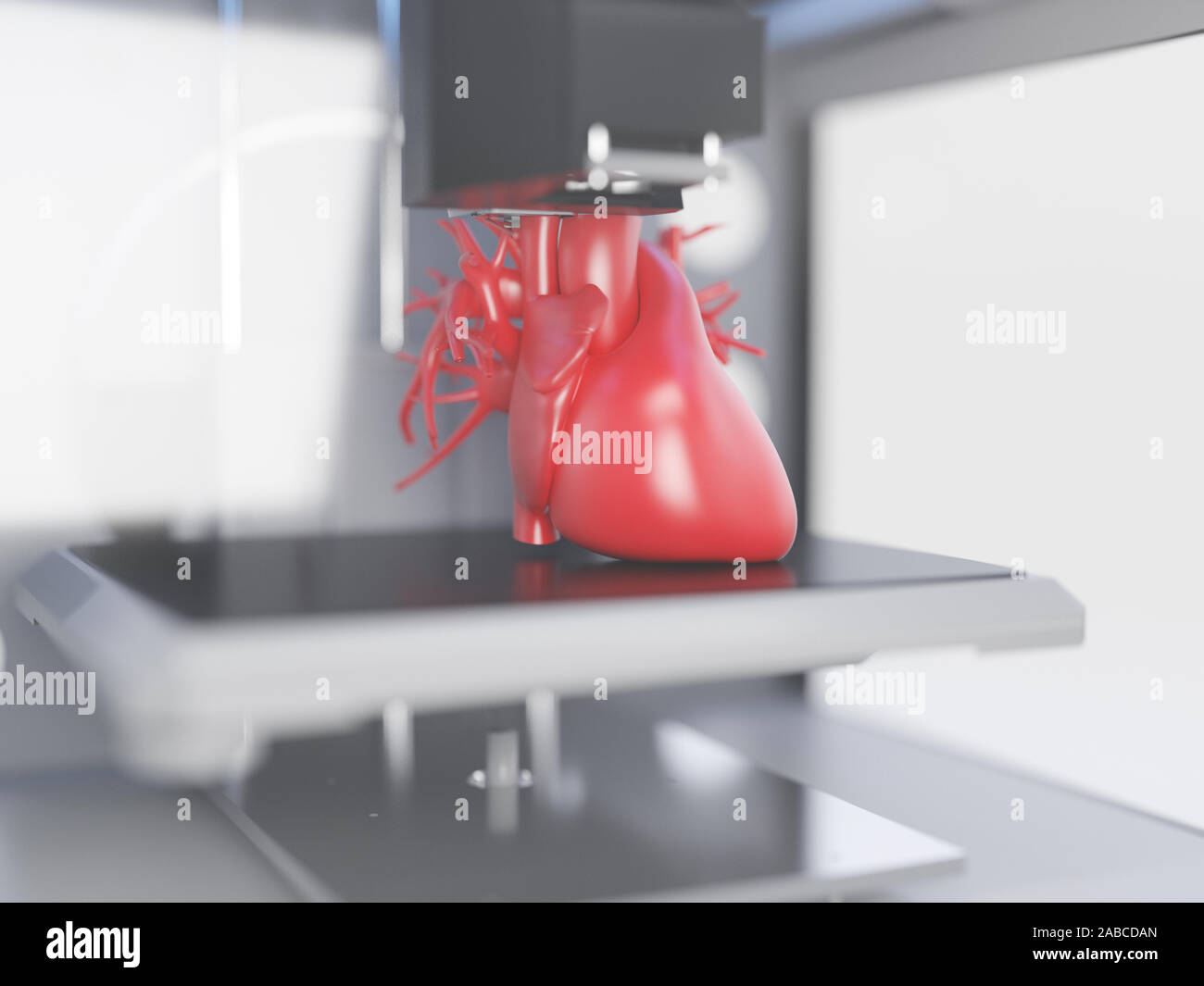 3d rendered medically accurate illustration of a 3d printer printing a heart Stock Photo