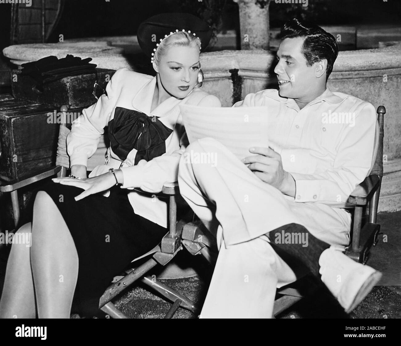 CUBAN PETE, from left: Joan Shawlee aka Joan Fulton, Desi Arnaz on set ...