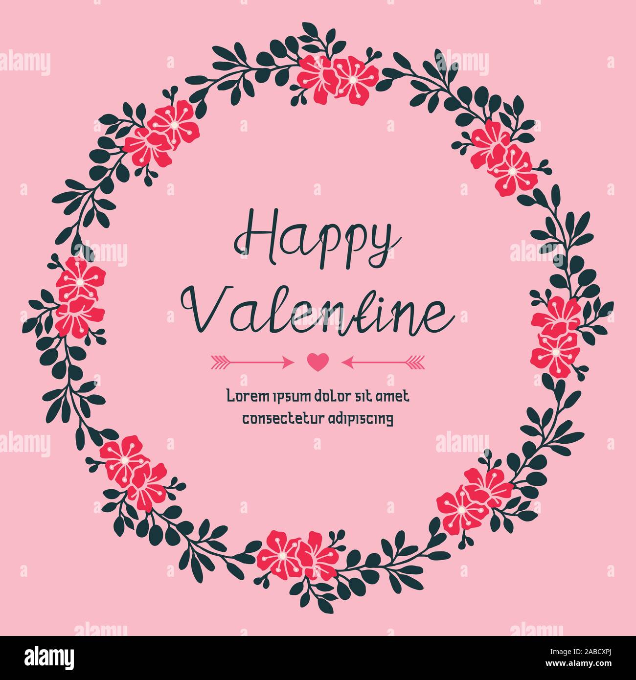 Card design valentine day, with leaf flower frame border vintage