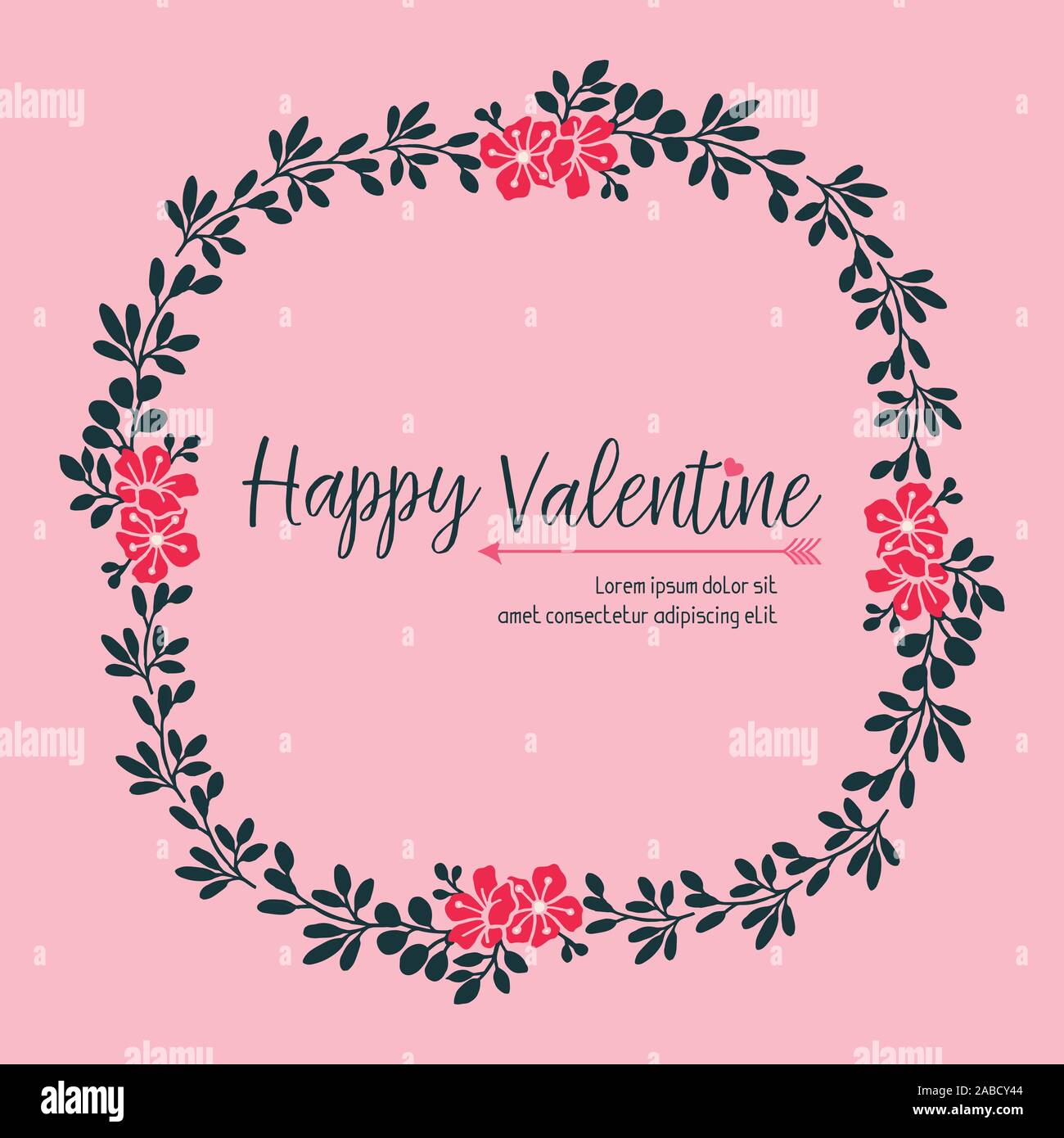 Card design valentine day, with leaf flower frame border vintage