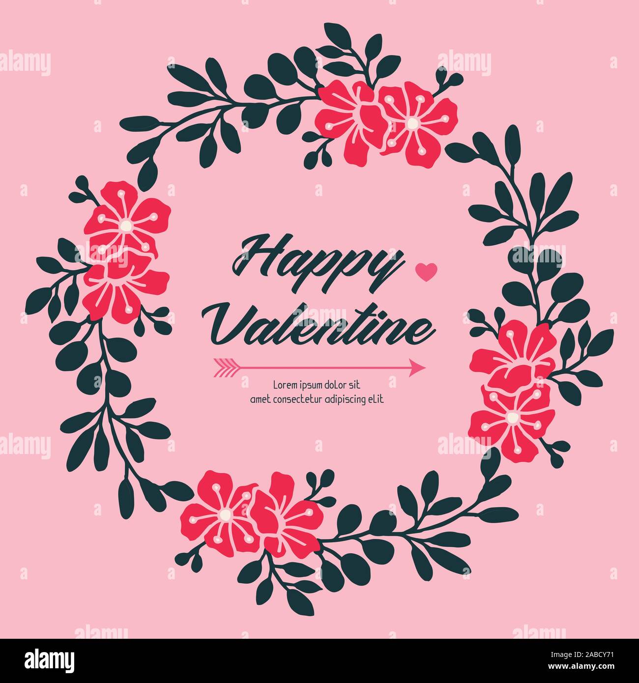 Card design valentine day, with leaf flower frame border vintage