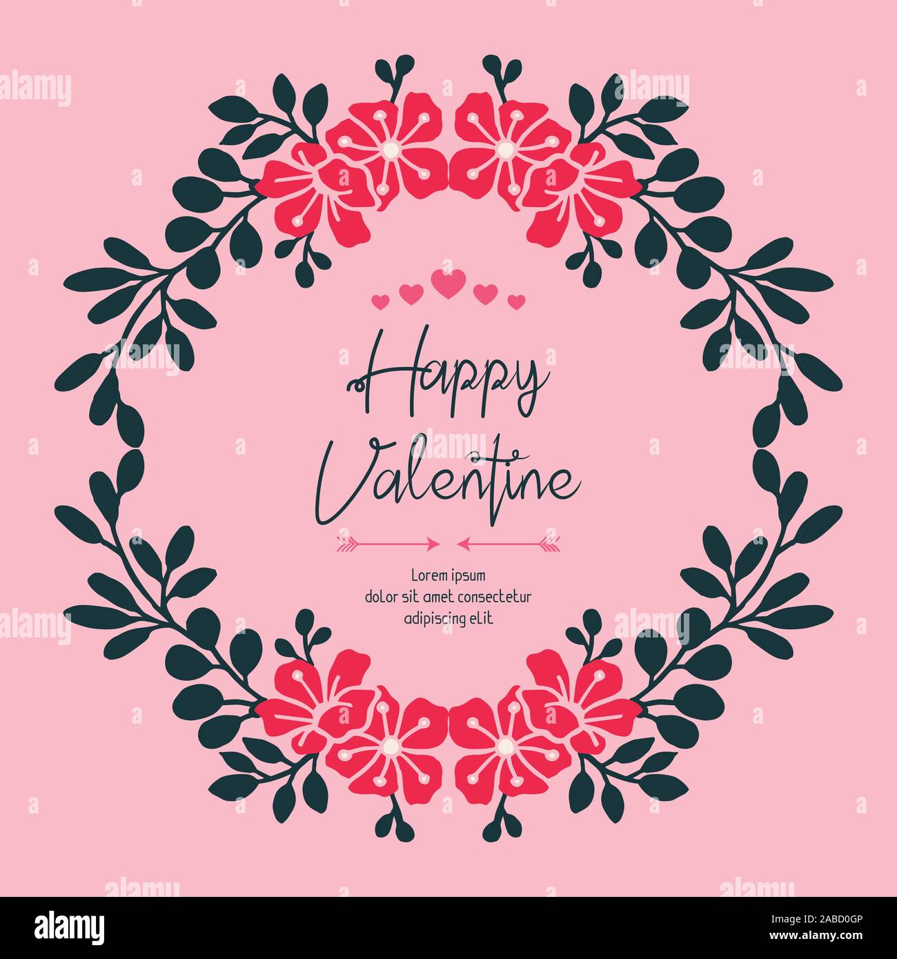 Elegant greeting card happy valentine day, with beautiful pink flower ...