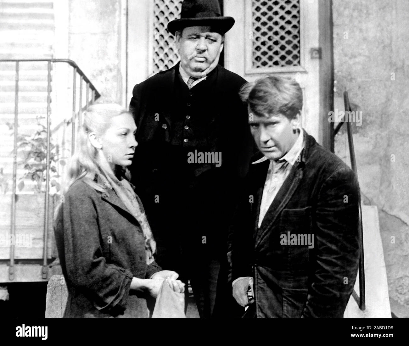 THE MAN ON THE EIFFEL TOWER, from left, Belita, Charles Laughton, Burgess Meredith, 1949 Stock Photo