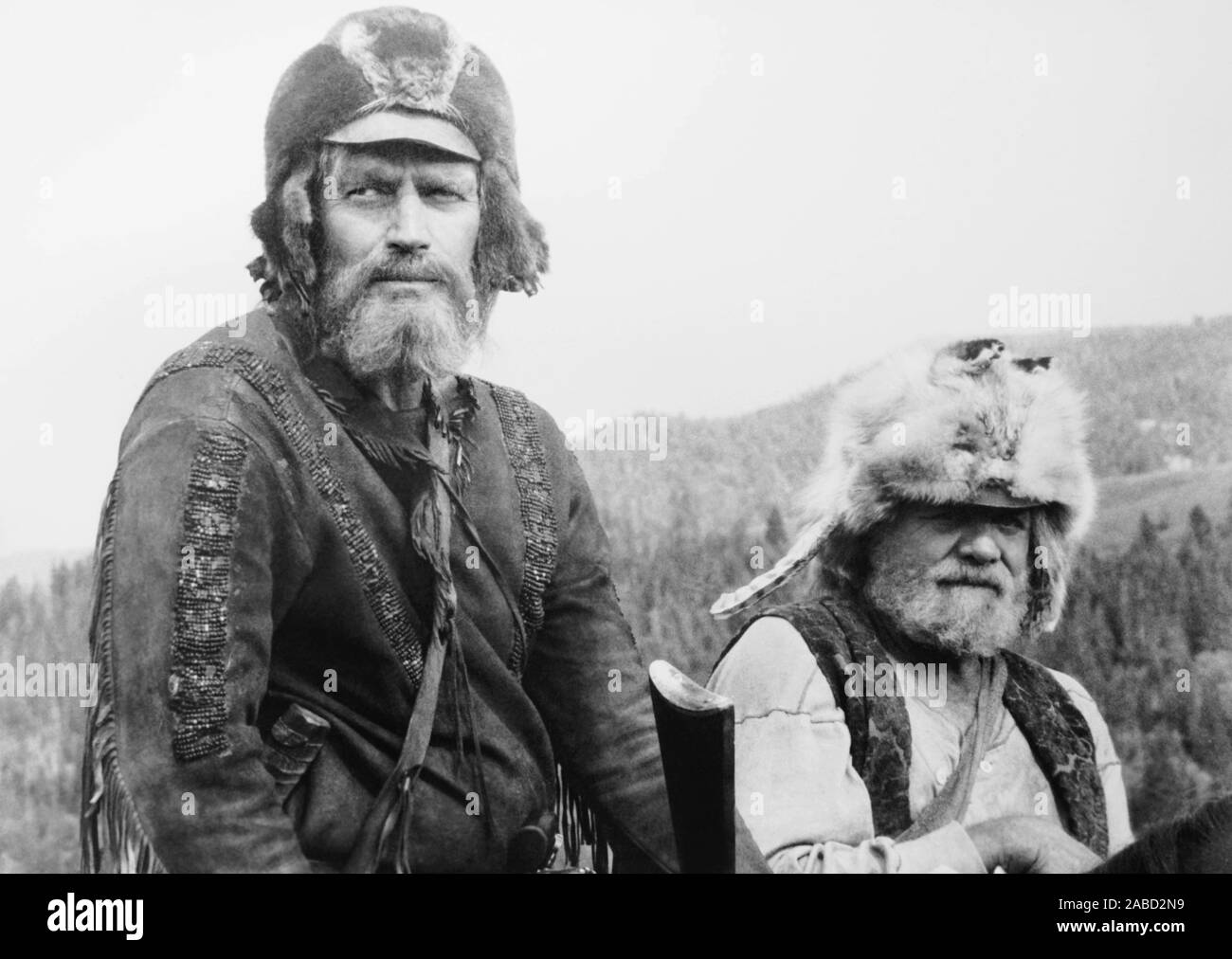 THE MOUNTAIN MEN, from left Charlton Heston, Brian Keith, 1980