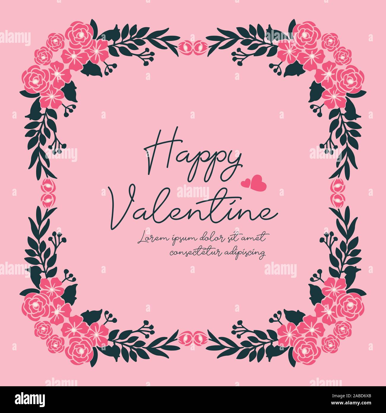 Template happy valentine day, with modern leaf flower frame. Vector ...