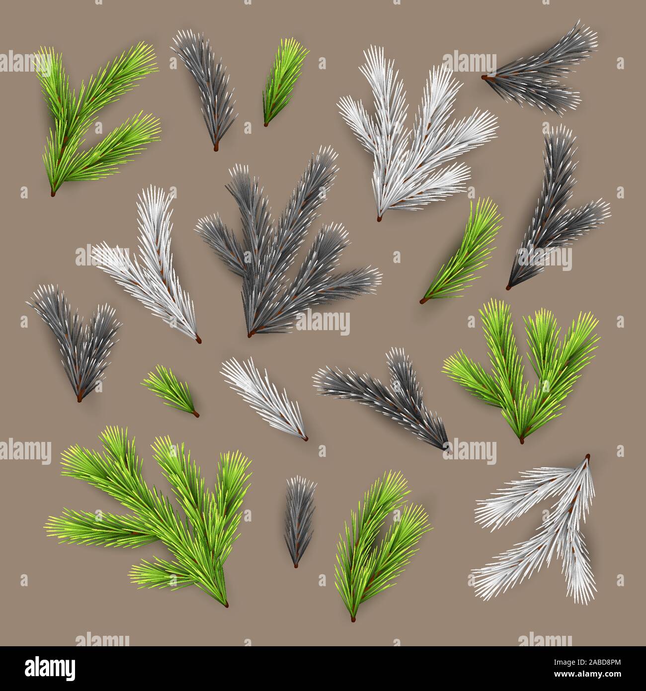 Set of Fir Branches Stock Vector