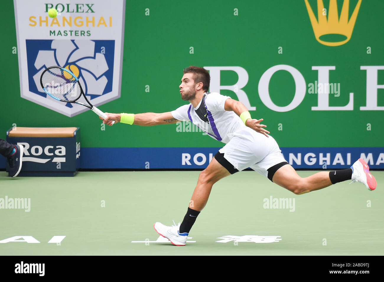 Croatian professional tennis player Borna Coric competes against Russian professional tennis