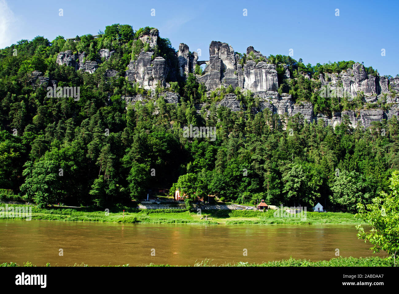 Die Bastei, Elbsandsteingebirge, Saechsische Schweiz, Sachsen, Stock Photo