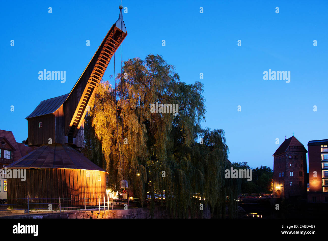 Der alte Kran in Lueneburg, Niedersachsen, Bundesrepublik Deutschland Stock Photo