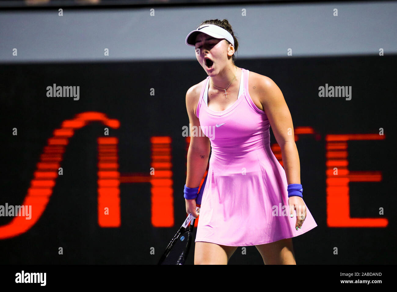 Canadian Professional Tennis Player Bianca Andreescu Competes Against Romanian Professional Tennis Player Simona Halep During A Group Match Of Wta Fin Stock Photo Alamy