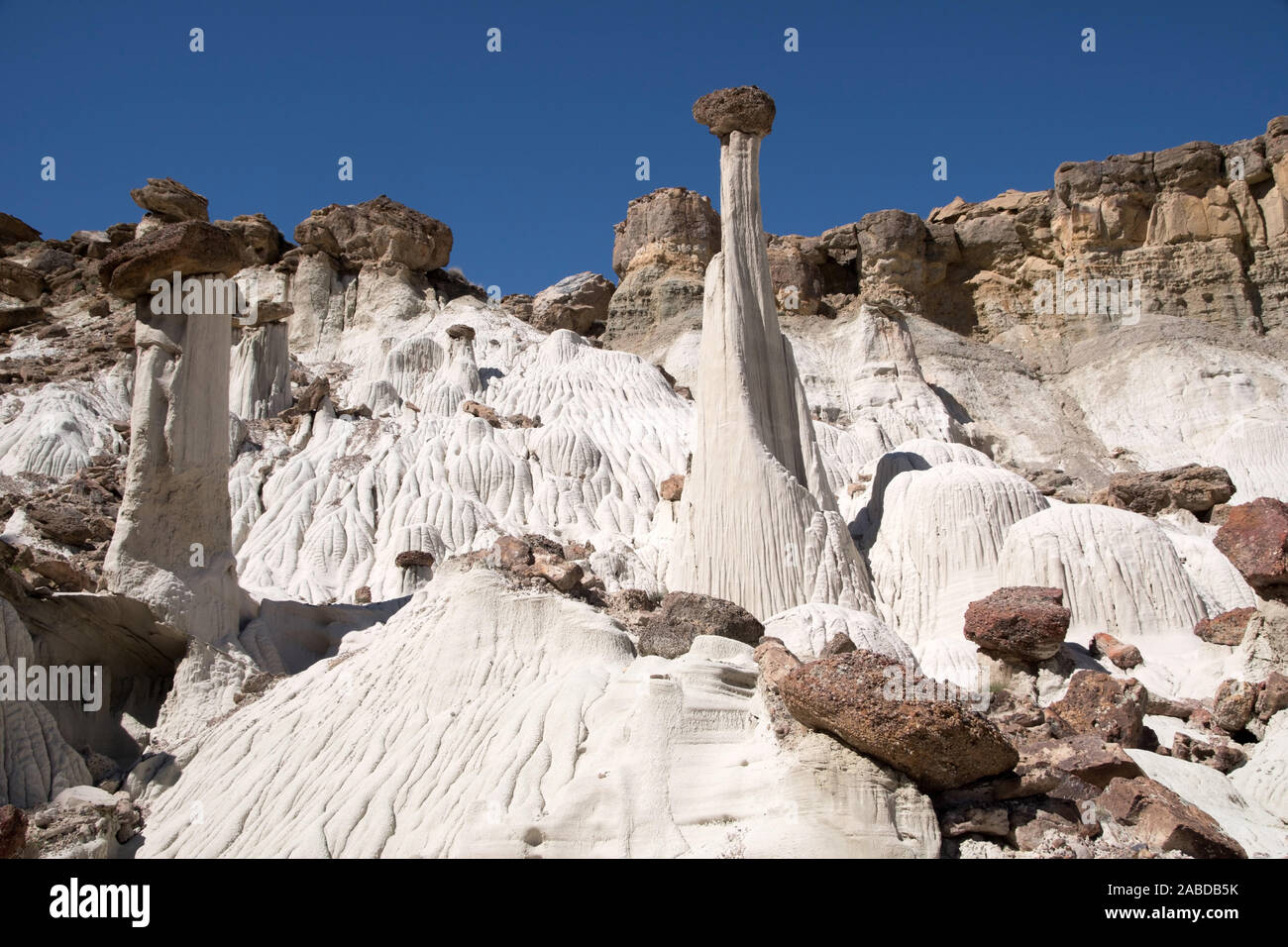 Wahweap Hoodoos (Weisse Geister) in Utah, USA, ist eine Gruppe von Spitzen und balancierenden Felsen aus weissem Sandstein. Stock Photo