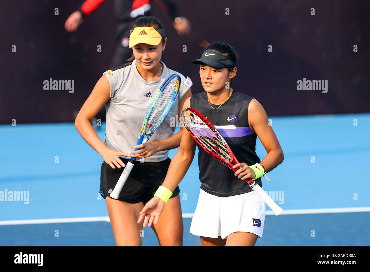 Chinese professional tennis players Peng Shuai and Wang Yafan compete  against Australian professional tennis players Monique Adamczak and Chinese  prof Stock Photo - Alamy