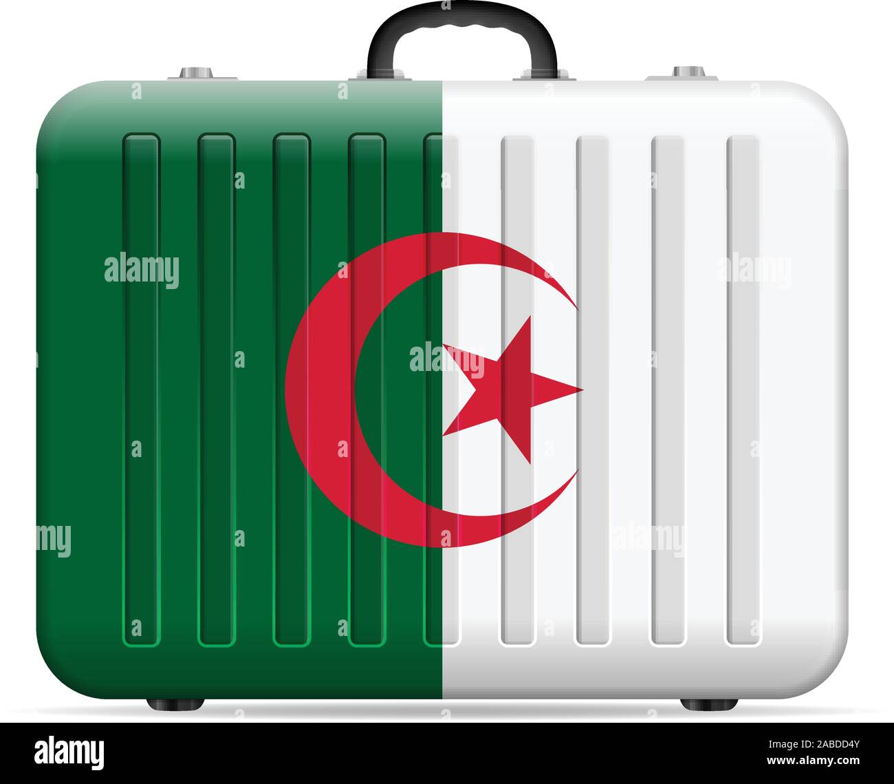 Algeria flag travel suitcase on a white background. Vector illustration. Stock Vector