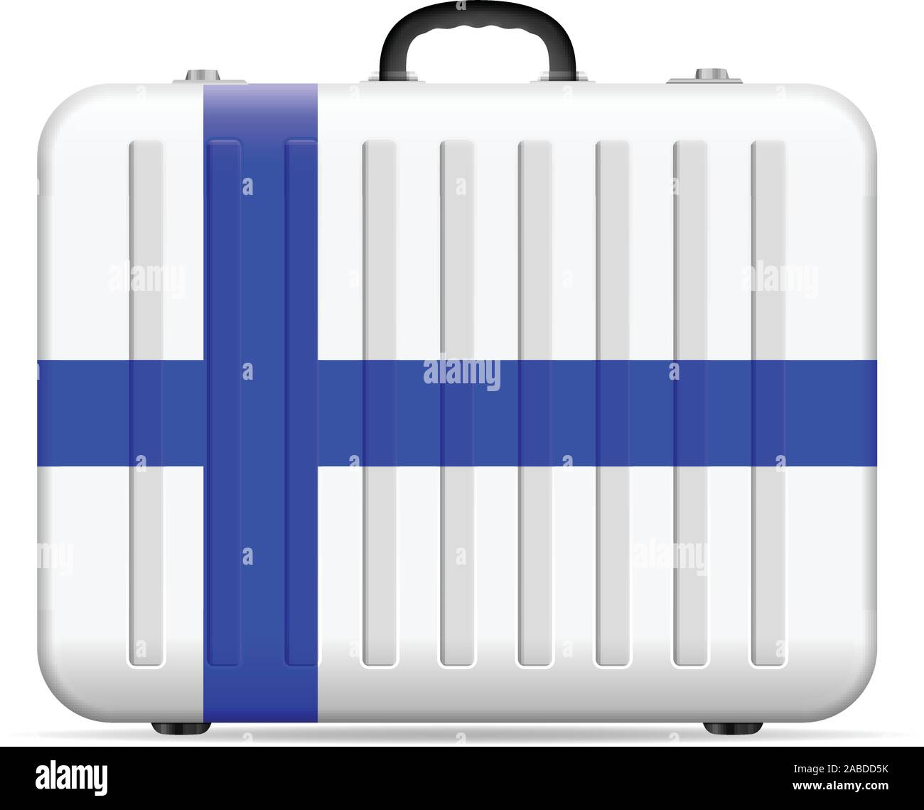 Finland flag travel suitcase on a white background. Vector illustration. Stock Vector