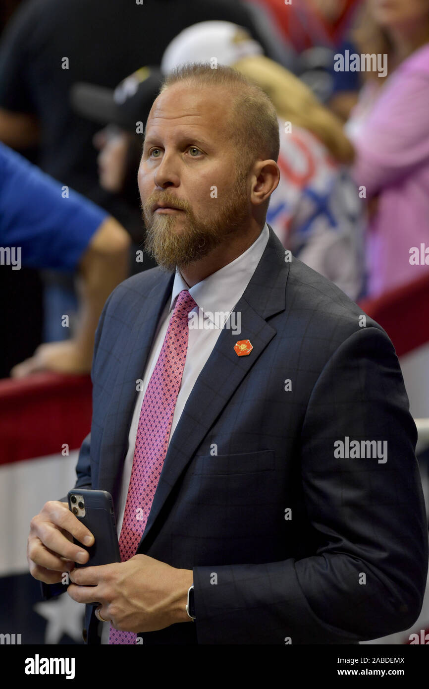 Sunrise, United States Of America. 26th Nov, 2019. SUNRISE, FLORIDA - NOVEMBER 26: Brad Parscale attends a homecoming campaign rally for U.S. President Donald Trump at the BB&T Center on November 26, 2019 in Sunrise, Florida. Brad Parscale is an American digital consultant and political aide who served as the digital media director for Donald Trump's 2016 presidential campaign. He now serves as the campaign manager for Trump's 2020 reelection campaign People: Brad Parscale Credit: Storms Media Group/Alamy Live News Stock Photo