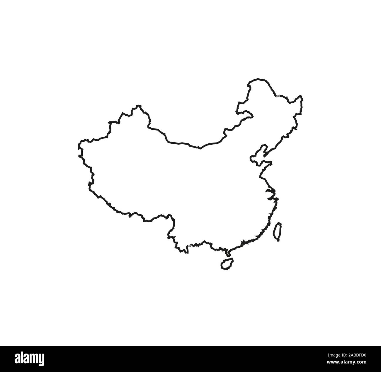 China map on white background. Vector illustration. Outline. Stock Vector