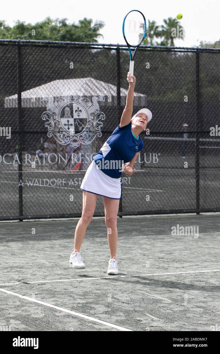 Chris Evert playing at the Chris Evert Pro Celebrity Tennis Classic in Boca Raton Resort and Spa on November 22 2019, in Boca Raton, FL Stock Photo