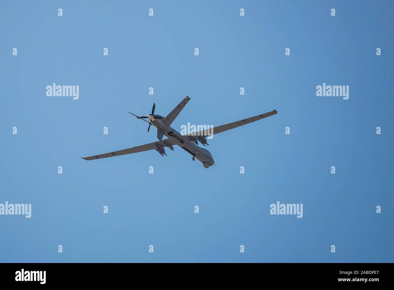 Las Vegas, NOV 17:  MQ-9 Reaper drone demo in USAF Air show at Nellis Air Force Base on NOV 17, 2019 at Las Vegas, Nevada Stock Photo